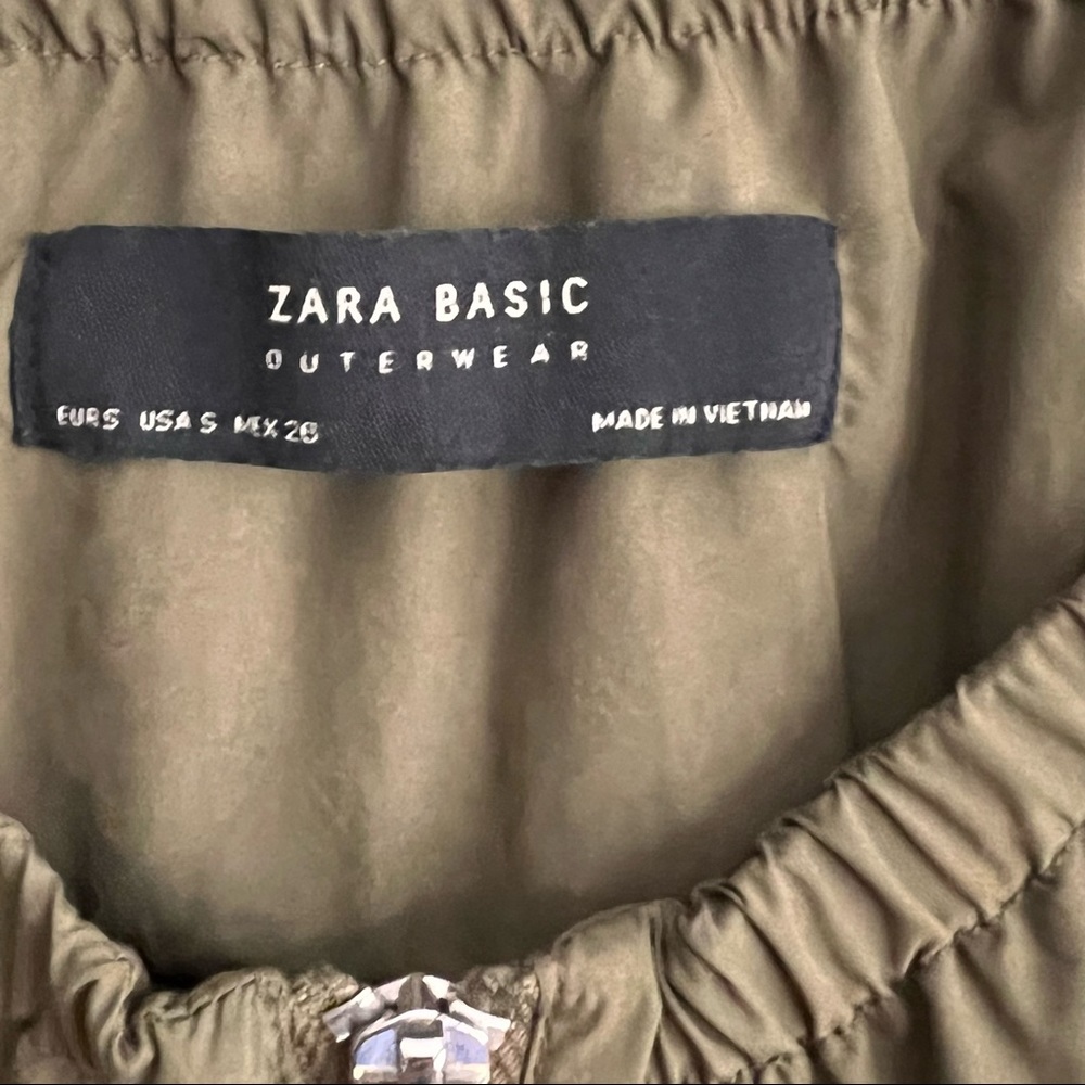 Zara Basic Olive Green Outerwear Front Zip Jacket… - image 2